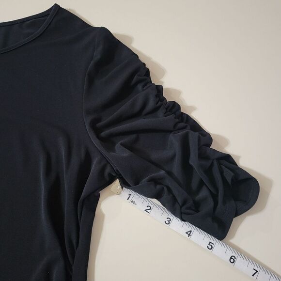 Thalia Sodi Women's Black Elbow Sleeve Keyhole Top - Picture 8 of 12